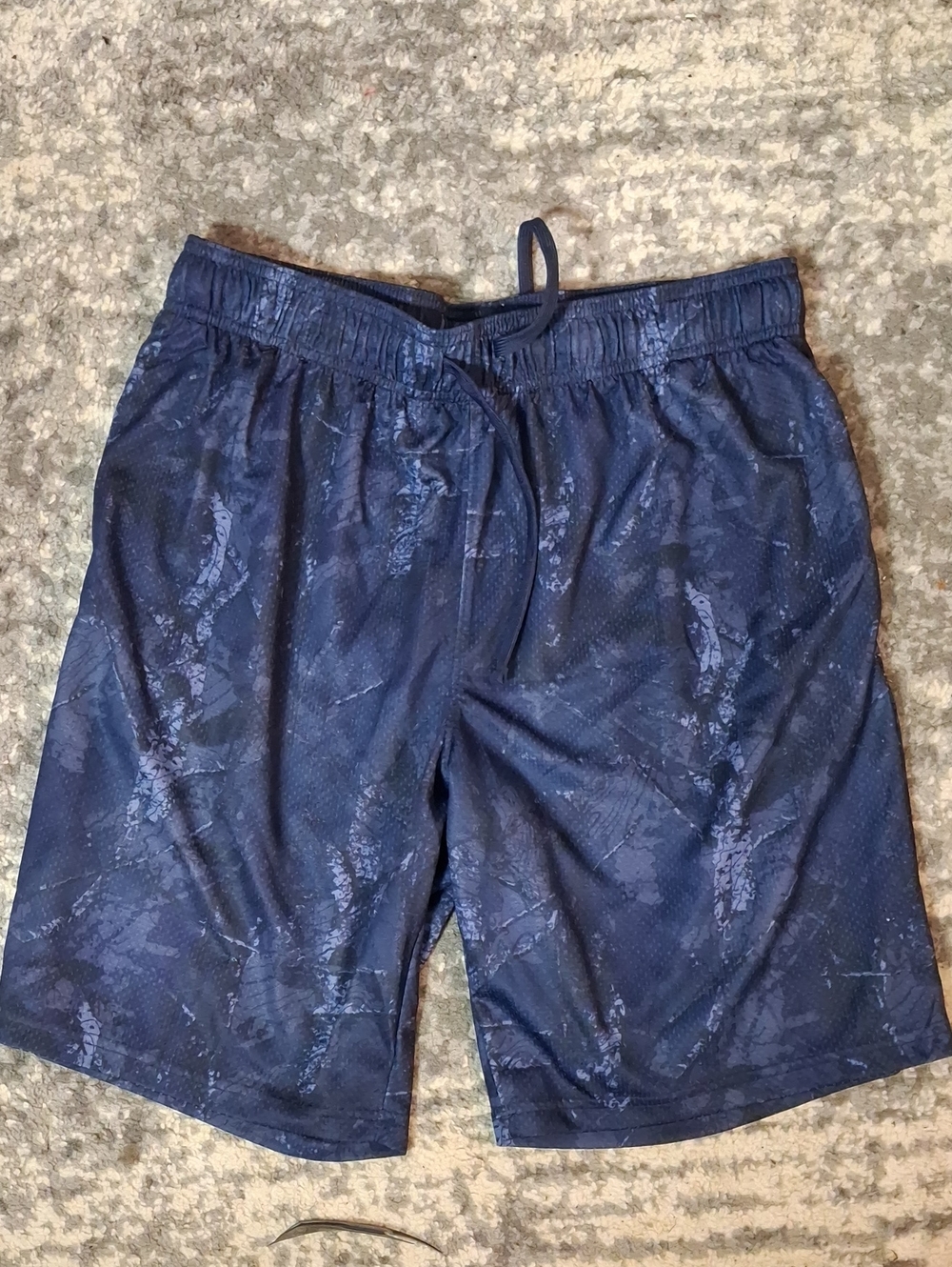 Athletic Works Navy Blue Men's Swim Hybrids with Subtle Camouflage Pattern